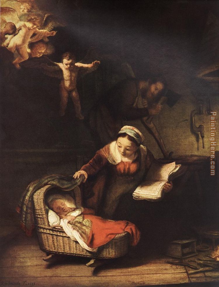The Holy Family with Angels painting - Rembrandt The Holy Family with Angels art painting